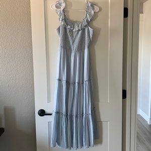 Old Navy Blue Striped Ruffled Sleeve Dress